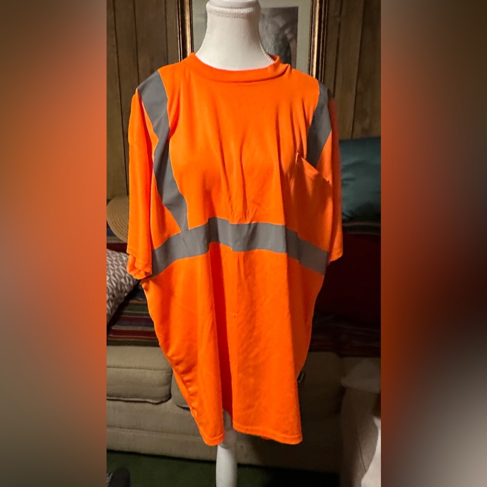 Hi-Visibility DOT Safety Orange Pocket T-shirt with Reflective Strips, 5XLT